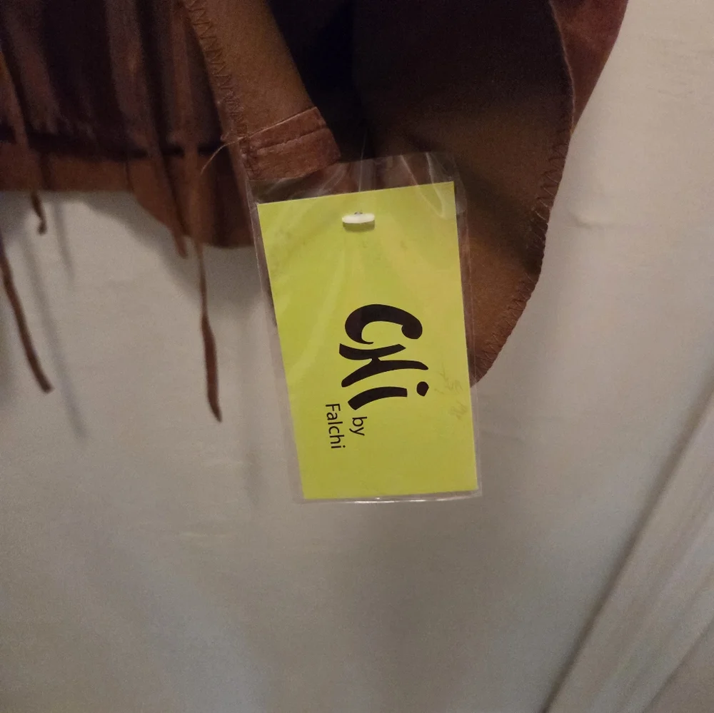 CHI by Falchi Tan Leather Studded Jacket NWT L - Picture 2 of 16